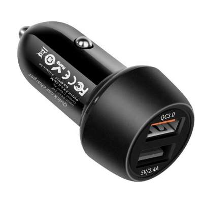 QC 3.0 Quick Charge Dual USB Metal Digital For Fast Charging Car Charger