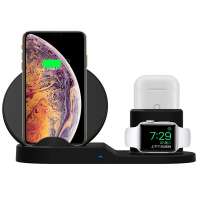 3 in1 QI Wireless Fast Charger for Apple AirPods Watch QI Wireless Charger Dock Pad For iPhone Xs Max Samsung