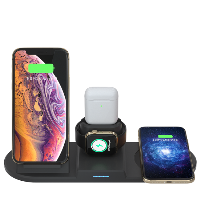 Universal Qi 15W Magnetic Wireless Mobile Phone Charger Receiver Station 4 in 1 Smart Fast Charging Wireless Charger