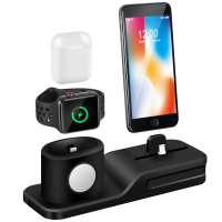 3 in 1 Charging Dock Holder For iPhone XS XR 8 8 Plus 7 6 Silicone Charging Stand Dock Station For Apple watch For Air Pods