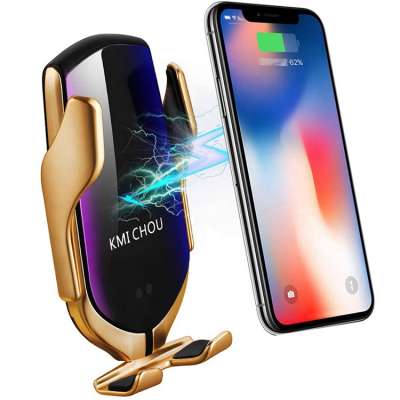 Car Phone Holder 2 IN 1 Wireless Charger Automatic Inductive Phone Car Holder Mobile Stand