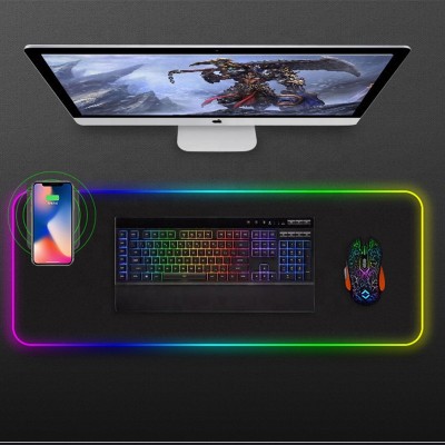 Computer Mouse Pad Gaming Mousepad Desk Mat Qi Fast Wireless Charging Mouse Pad